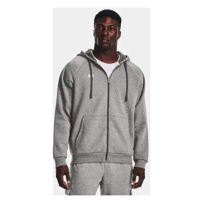 Felpa con cappuccio Under Armour Rival Fleece Full-Zip da uomo Castlerock Light Heather / Bianco