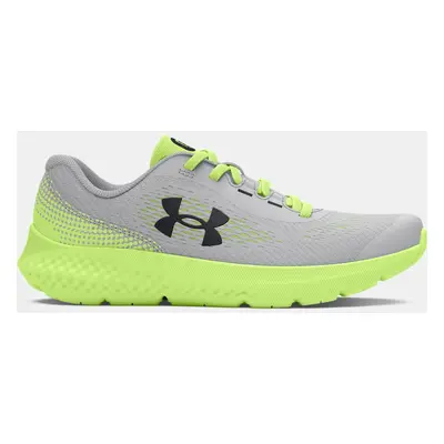 Scarpe da corsa Pre-School Under Armour Rogue 4 AL da ragazzo Mod Grigio / Morph Verde / Nero 35