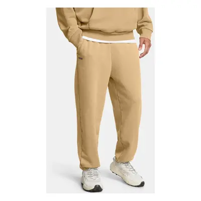 Pantaloni Under Armour Icon Heavyweight Fleece Wash Oversized da uomo Camel / Bianco L