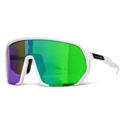 Occhiali da sole Horsefeathers Archie Bike Sunglasses White/ Mirror Green