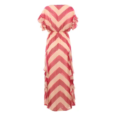 Abito lungo in chiffon con motivo chevron