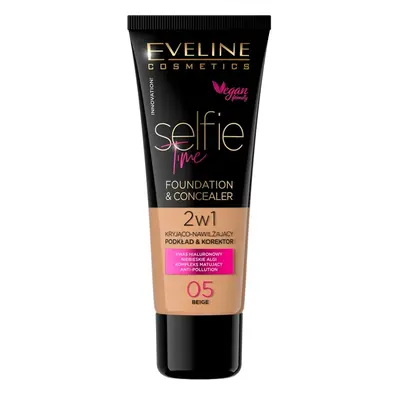 Eveline Selfie Time Fondotinta 2in1 Coprente e Idratante 05 30 ml Beige