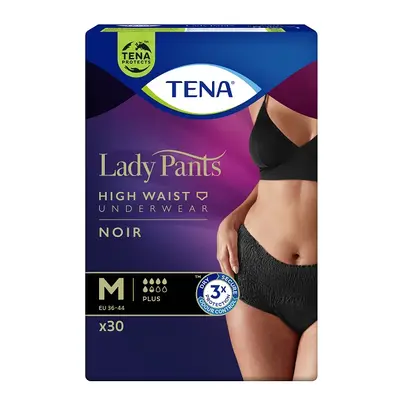 Tena Lady Pants Plus, Pannoloni per Donna, Colore Nero, Taglia Medium 30 pz