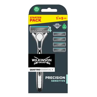 Wilkinson Quattro Titanium Sensitive Rasoio + 4 Ricariche