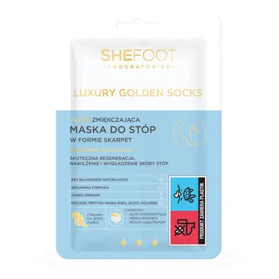 Shefoot Luxury Golden Socks Maschera Piedi Dorata Ammorbidente a Calze 1 Paio