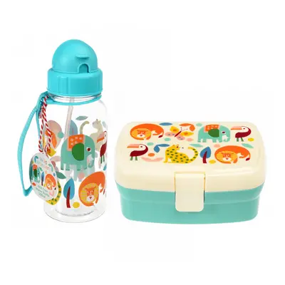 Rex London Set Borraccia + Lunchbox, Animali Selvatici