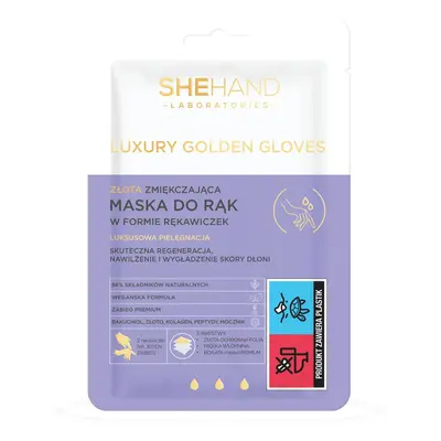 Shehand Luxury Golden Gloves Maschera Mani Dorata Ammorbidente a Guanti 1 Paio