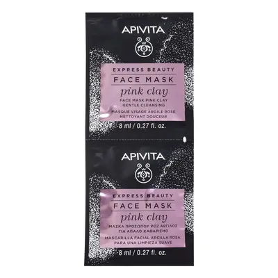 Apivita Express Beauty Maschera Viso Delicatamente Purificante con Argilla Rosa 2 pz