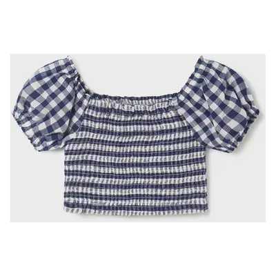 Blusa corta stampa vichy 6198 per ragazza mayoral indigo