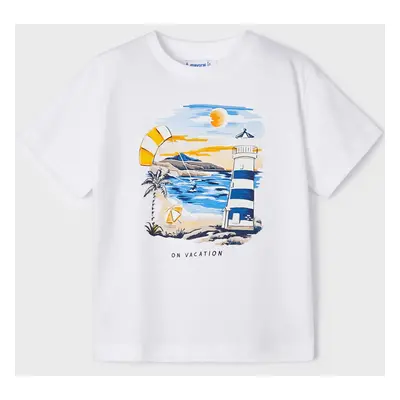 T-shirt mezza manica motivo interattivo 3023 bambino mayoral bianco