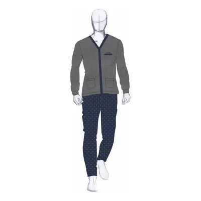 Pigiama da uomo cardigan caldo cotone 141156 navigare grigio scuro melange