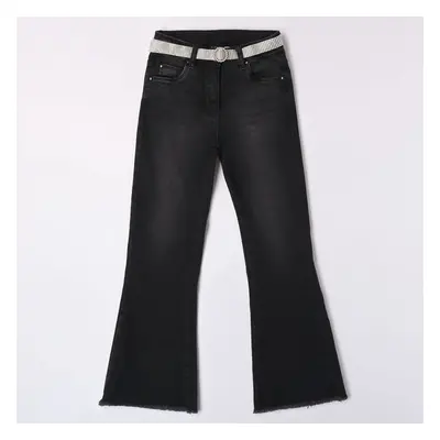 Jeans sfrangiato con cintura gioiello 4.7883 ragazza ido stone washed chiaro