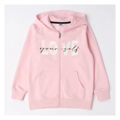 Felpa aperta full zip con cappuccio 4.6040 per ragazza ido rosa