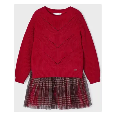 Vestito tricot e tulle 4915 bambina mayoral rosso