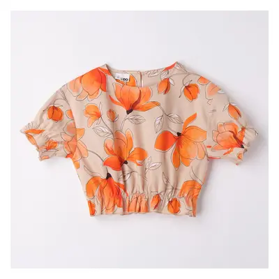 Blusa corta fantasia floreale 4.6503 ragazza ido beige arancio