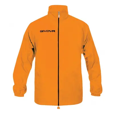 Giubbotto antipioggia antivento rain basico rj001 givova arancio fluo