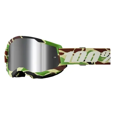 Maschera cross 100% Strata 2 WAR CAMO specchio argento