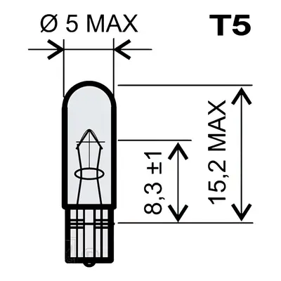 Lampada con base in vetro T5 12V 2,3W