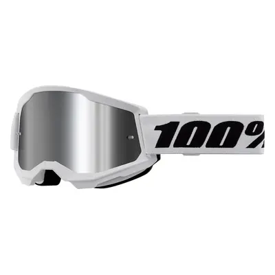 Maschera cross 100% Strata 2 bianco specchio argento