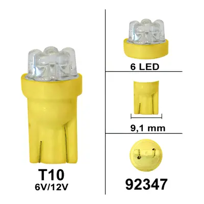 Lampada T10 6V / 12V 6 LED Arancione