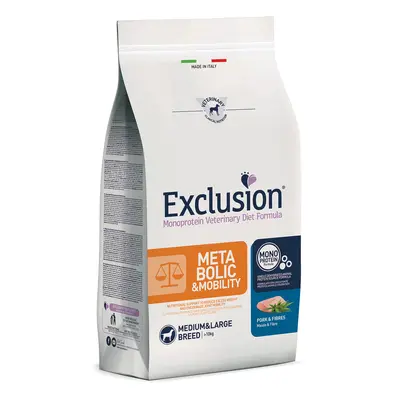 Exclusion monoprotein veterinary diet formula dog metabolic mobility pork and fibres medium/larg