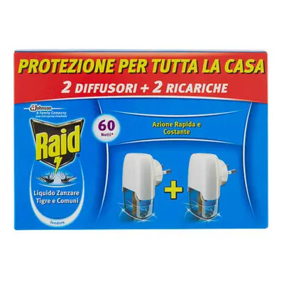 RAID Antizanzare Liquido 2 Basi + 2 Ricariche per 30 Notti