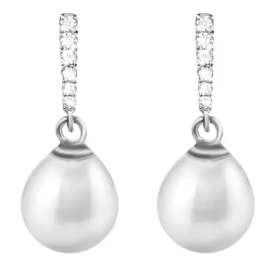 Orecchini Pendenti Silver Pearls Argento Rodiato Perla sintentica Cubic Zirconia