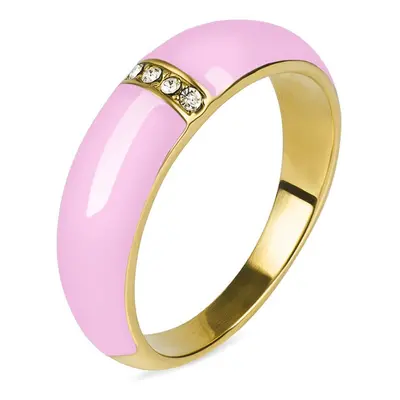 Anello Fascia Lady Sweet Acciaio Dorato Cristallo