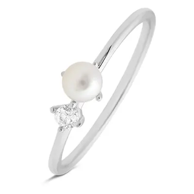 Anello Fantasia Gabrielle Oro Bianco Perla D'Acqua Dolce Cubic Zirconia