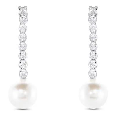 Orecchini Pendenti Tennis Silver Pearls Argento Rodiato Cubic Zirconia Perla sintentica