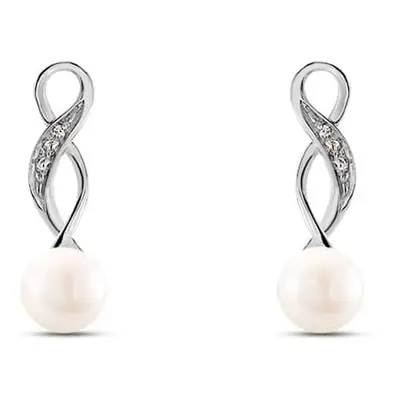 Orecchini Pendenti Gold Pearls Oro Bianco Perla D'Acqua Dolce Diamante