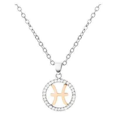 Collana Lady Chic Acciaio Bicolore Bianco / Rosa Cubic Zirconia