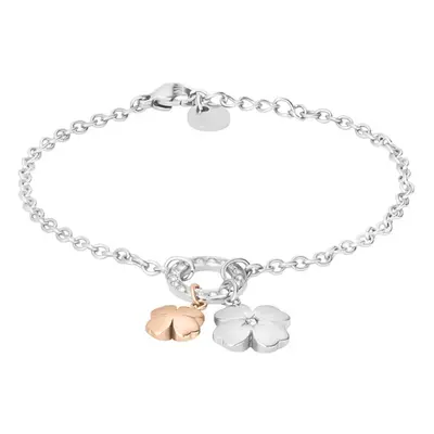 Bracciale Lady Chic Acciaio Bicolore Bianco / Rosa Cristallo