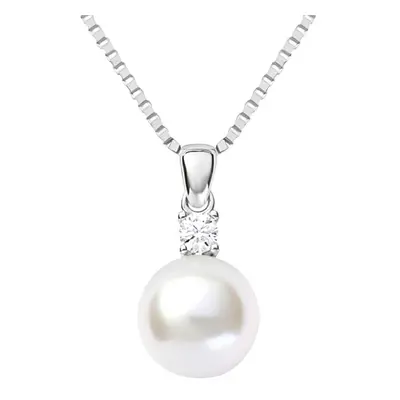 Collana Gabrielle Oro Bianco Perla D'Acqua Dolce Cubic Zirconia