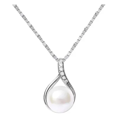 Collana Gabrielle Oro Bianco Perla D'Acqua Dolce Cubic Zirconia