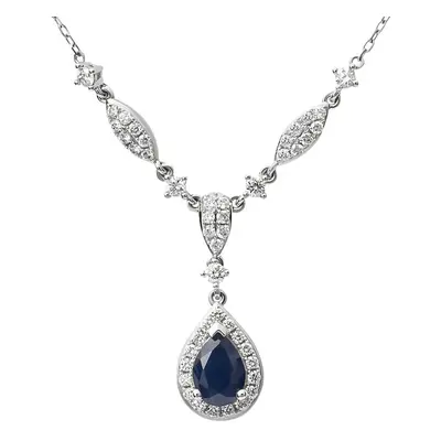 Collana Elizabeth Crown Oro Bianco Zaffiro Diamante