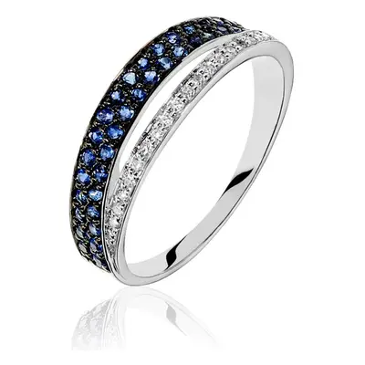 Anello Fascia Charlotte Oro Bianco Zaffiro Diamante