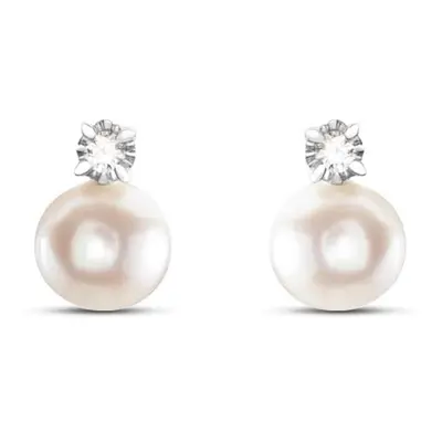 Orecchini Lobo Gold Pearls Oro Bianco Perla D'Acqua Dolce Diamante