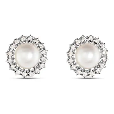 Orecchini Lobo Gold Pearls Oro Bianco Perla D'Acqua Dolce Diamante