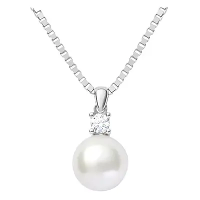 Collana Gabrielle Oro Bianco Perla D'Acqua Dolce Cubic Zirconia