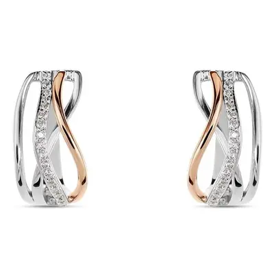 Orecchini Lobo Silver Shine Argento Bicolore Bianco / Rosa Cubic Zirconia