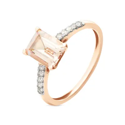 Anello Solitario Jasmine Oro Rosa Morganite Diamante