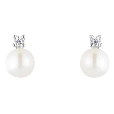 Orecchini Lobo Gabrielle Oro Bianco Perla D'Acqua Dolce Cubic Zirconia