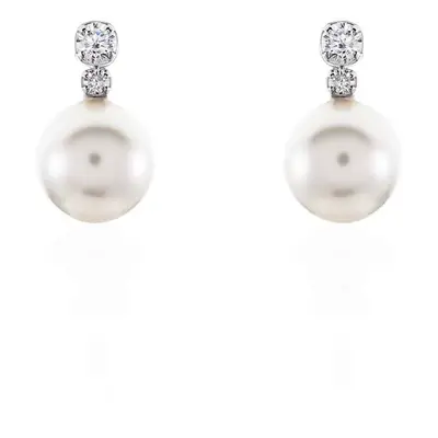 Orecchini Lobo Silver Pearls Argento Rodiato Cubic Zirconia Perla sintentica