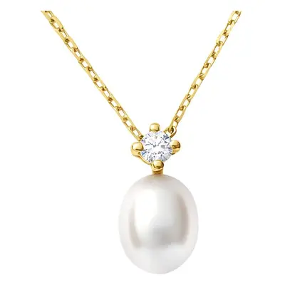 Collana Gabrielle Oro Giallo Perla D'Acqua Dolce Cubic Zirconia