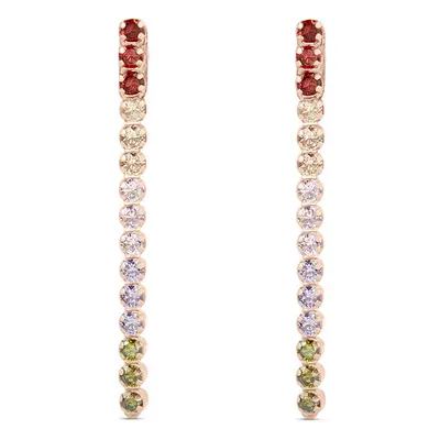 Orecchini Pendenti Tennis Silver Rainbow Argento Rosa Cubic Zirconia