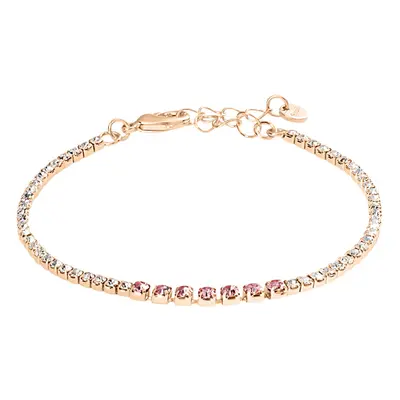 Bracciale Tennis Romantic Shine Metallo Rosa Cristallo