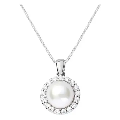 Collana Gabrielle Oro Bianco Perla D'Acqua Dolce Cubic Zirconia