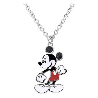 Collana in acciaio con ciondolo Topolino e strass neri