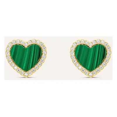 Orecchini Lobo Beverly Oro Giallo Malachite Cubic Zirconia